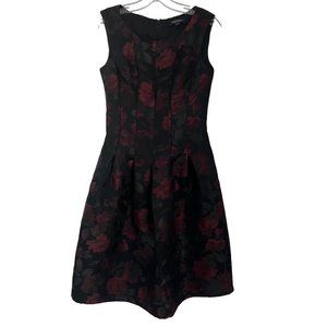 Brooks Brothers Black Red Printed Sleeveless Back Zip Pocket Dress 2 Holiday